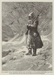 Der jüngste Krieg zwischen Serbien und Bulgarien, ein bulgarischer Wachposten im Dienst